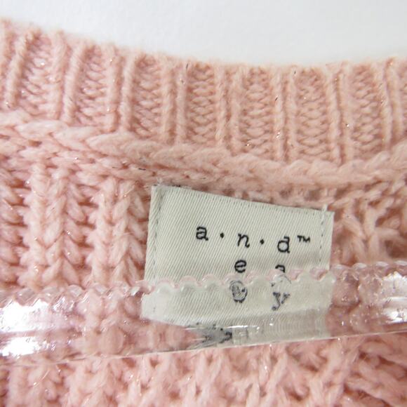 A New Day Pink Open Knit Sparkle Sweater Crewneck Blush Pink Small - Picture 4 of 7